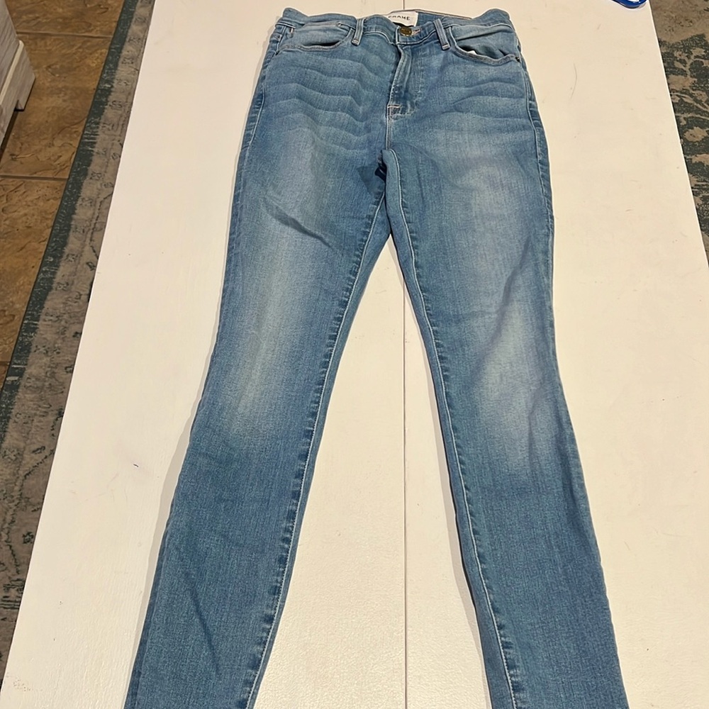 FRAME Le high skinny jeans frayed